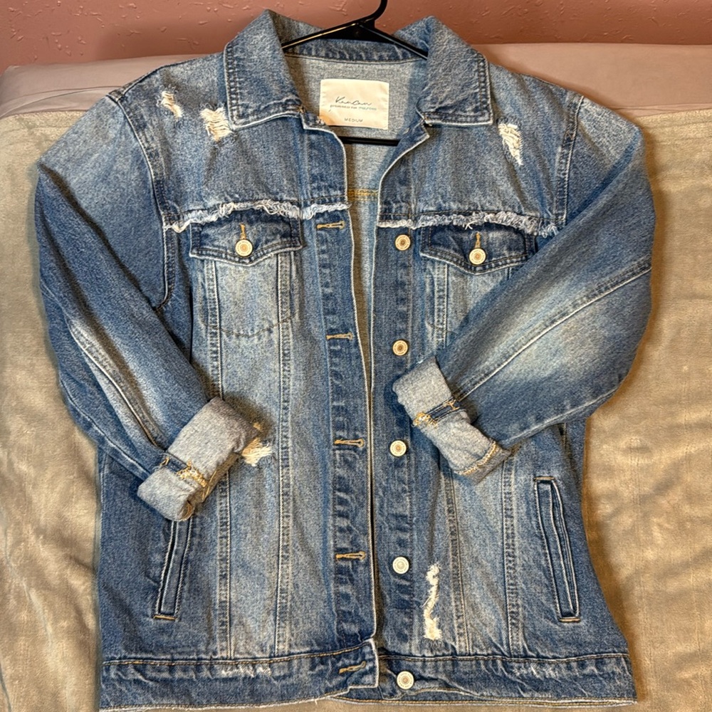 Maurices Distressed Light Blue Denim Jacket Kancan
